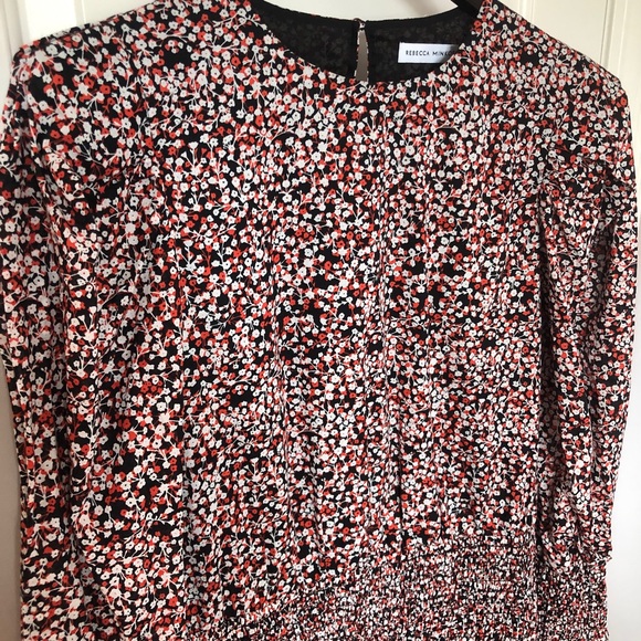 NWT Rebecca Minkoff Tabby Dress Printed Puff Sleeve Smocked Floral Summer Sz L - Picture 11 of 14